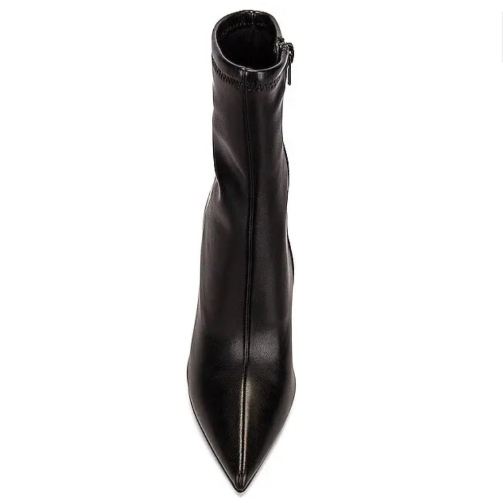 New Steve Madden Black Ticker Pointed Toe Block Heel Bootie - Picture 6 of 11